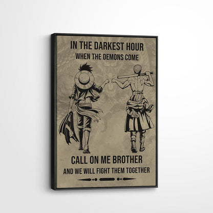 One Piece Canvas Wall Art - OP002 - Monkey D. Luffy - Roronoa Zoro - Call On Me Brother