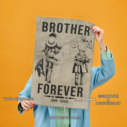 One Piece Canvas Wall Art - OP003 - Monkey D. Luffy - Roronoa Zoro - Brother Forever