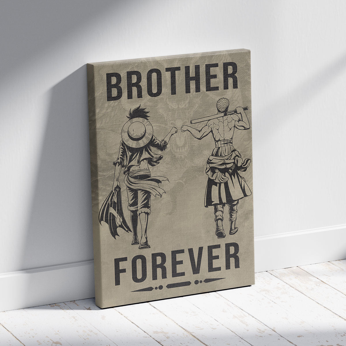 One Piece Canvas Wall Art - OP003 - Monkey D. Luffy - Roronoa Zoro - Brother Forever