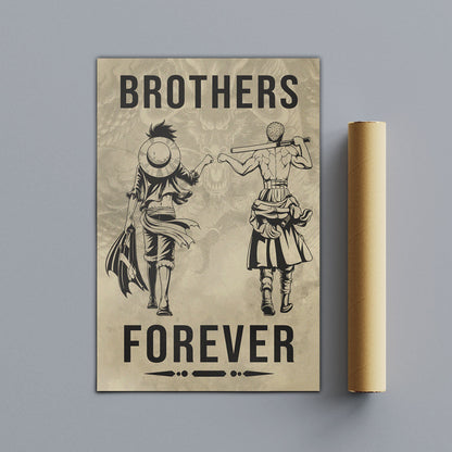 One Piece Canvas Wall Art - OP004 - Monkey D. Luffy - Roronoa Zoro - Brothers Forever