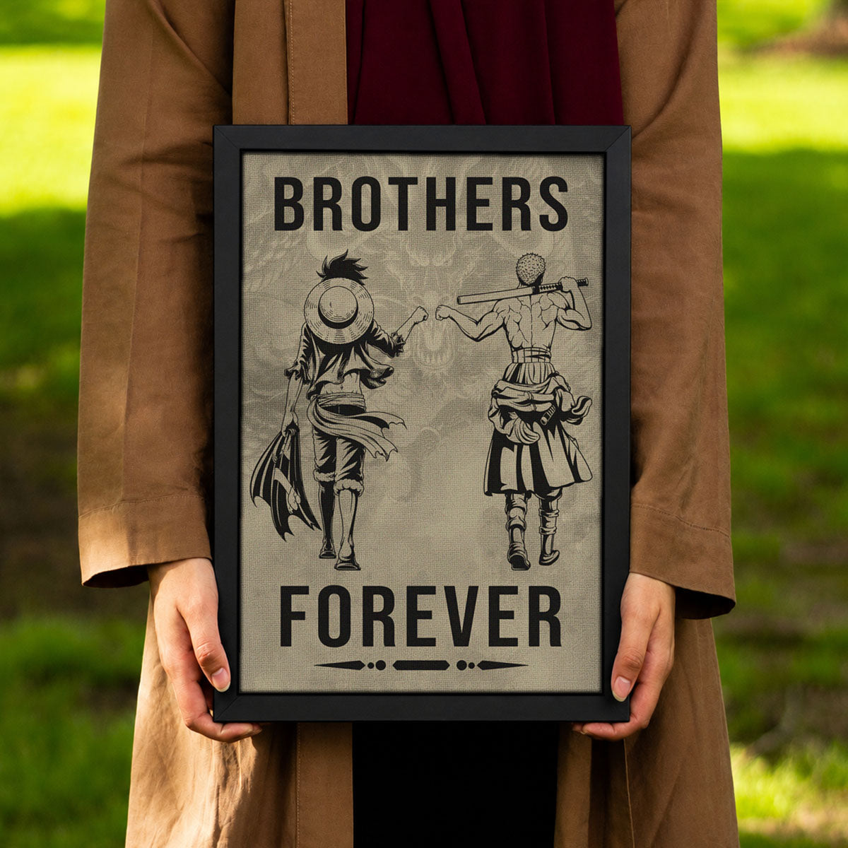 One Piece Canvas Wall Art - OP004 - Monkey D. Luffy - Roronoa Zoro - Brothers Forever