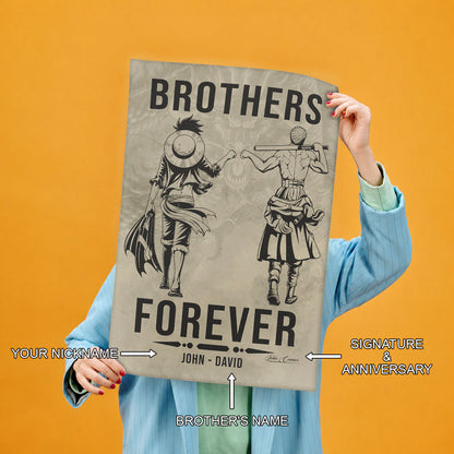 One Piece Canvas Wall Art - OP004 - Monkey D. Luffy - Roronoa Zoro - Brothers Forever