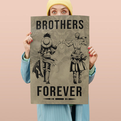 One Piece Canvas Wall Art - OP004 - Monkey D. Luffy - Roronoa Zoro - Brothers Forever