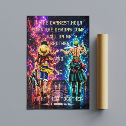 One Piece Canvas Wall Art - OP005 - Monkey D. Luffy - Roronoa Zoro - Call On Me Brother