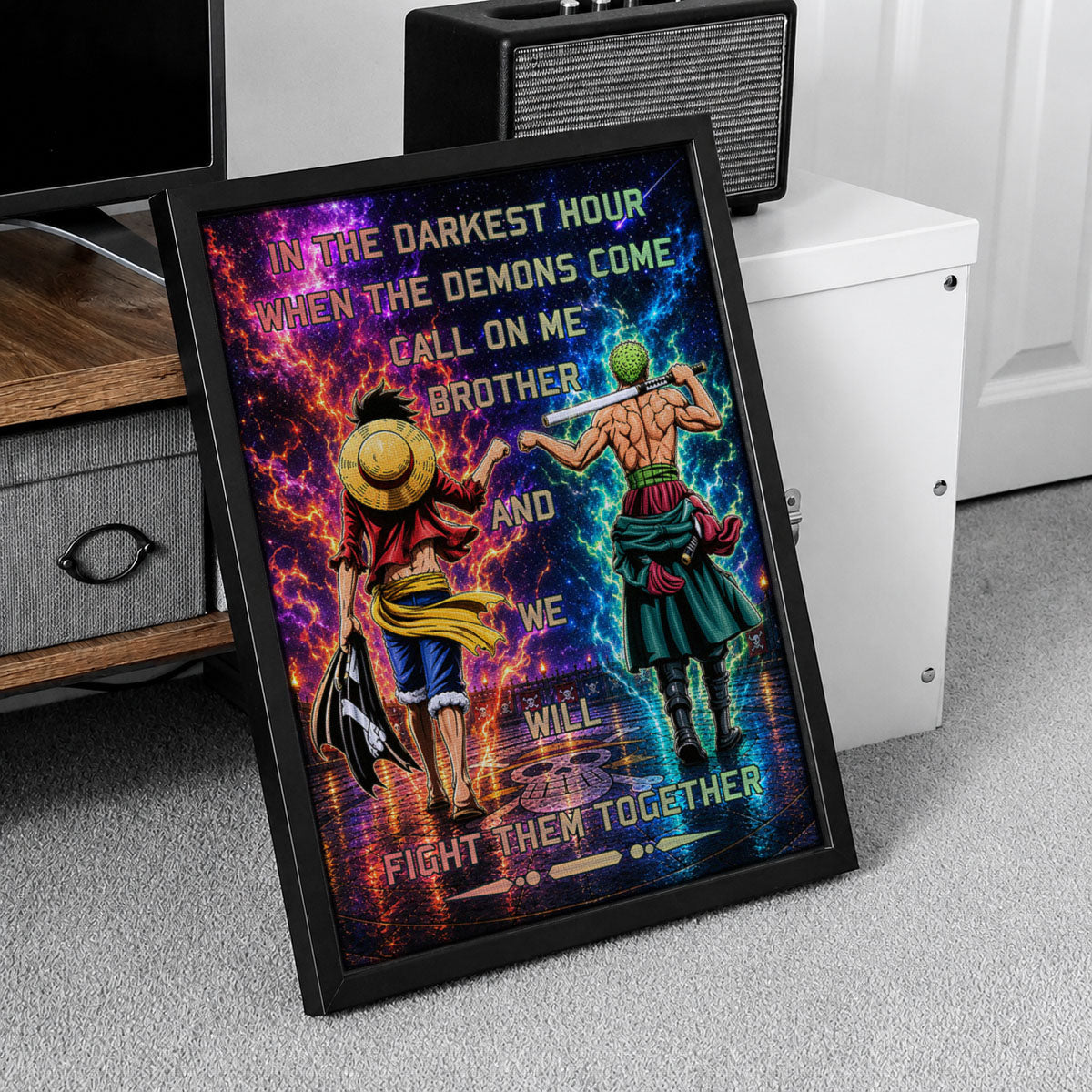 One Piece Canvas Wall Art - OP005 - Monkey D. Luffy - Roronoa Zoro - Call On Me Brother