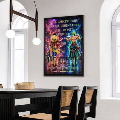 One Piece Canvas Wall Art - OP005 - Monkey D. Luffy - Roronoa Zoro - Call On Me Brother