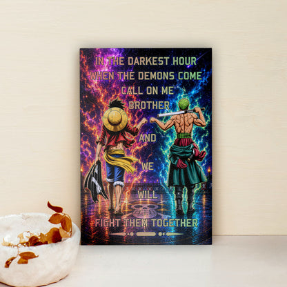 One Piece Canvas Wall Art - OP005 - Monkey D. Luffy - Roronoa Zoro - Call On Me Brother