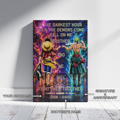 One Piece Canvas Wall Art - OP005 - Monkey D. Luffy - Roronoa Zoro - Call On Me Brother