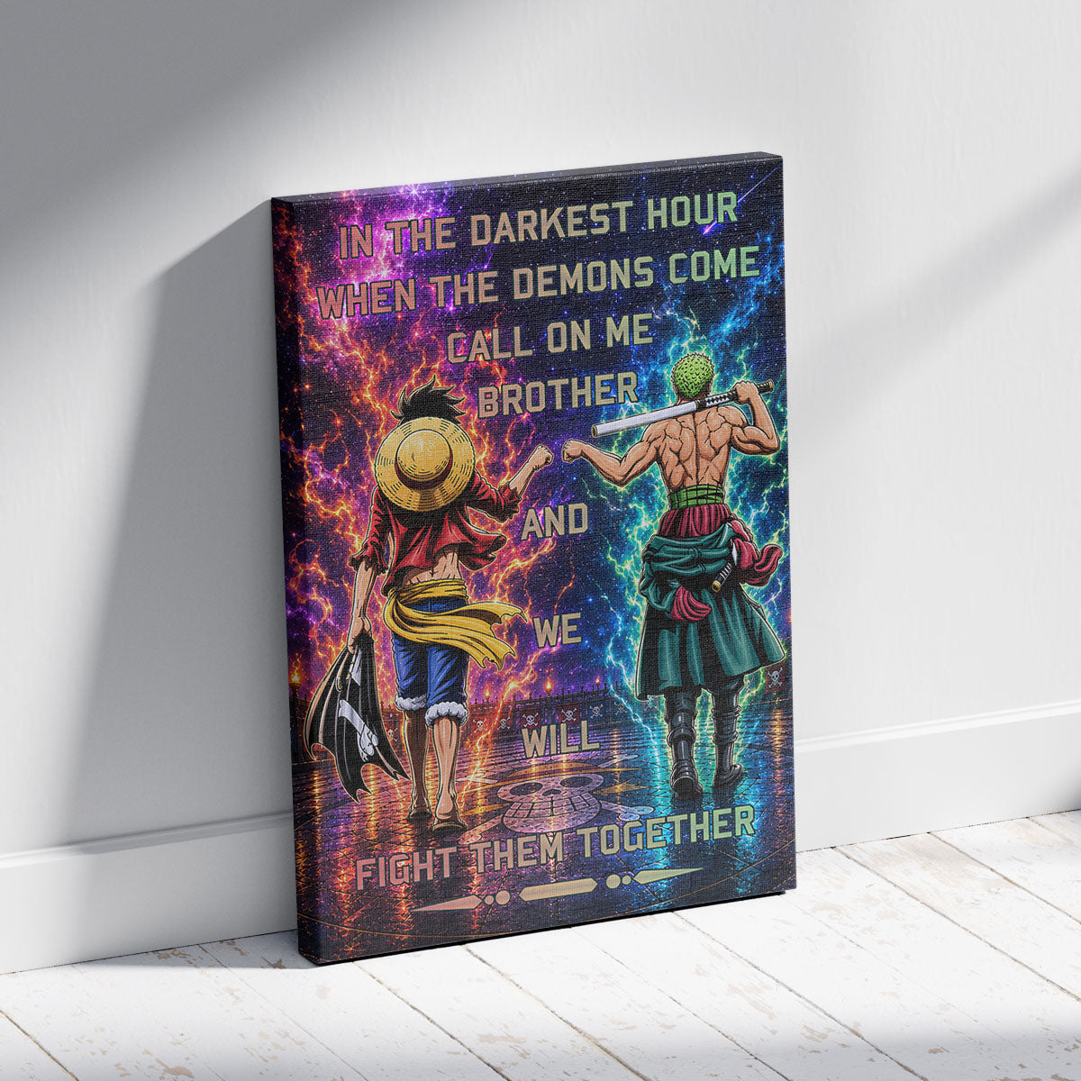 One Piece Canvas Wall Art - OP005 - Monkey D. Luffy - Roronoa Zoro - Call On Me Brother