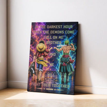 One Piece Canvas Wall Art - OP005 - Monkey D. Luffy - Roronoa Zoro - Call On Me Brother