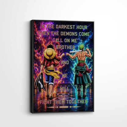 One Piece Canvas Wall Art - OP005 - Monkey D. Luffy - Roronoa Zoro - Call On Me Brother