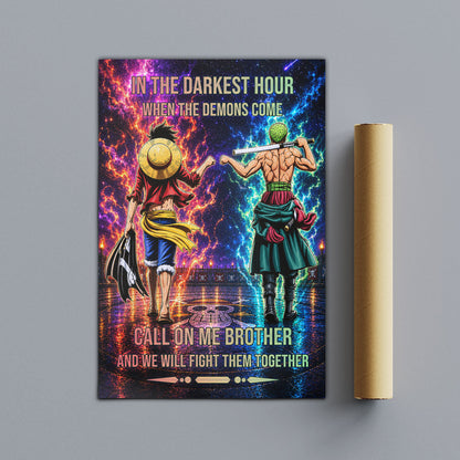 One Piece Canvas Wall Art - OP006 - Monkey D. Luffy - Roronoa Zoro - Call On Me Brother