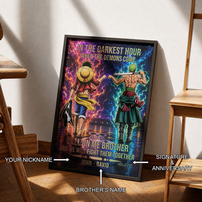 One Piece Canvas Wall Art - OP006 - Monkey D. Luffy - Roronoa Zoro - Call On Me Brother