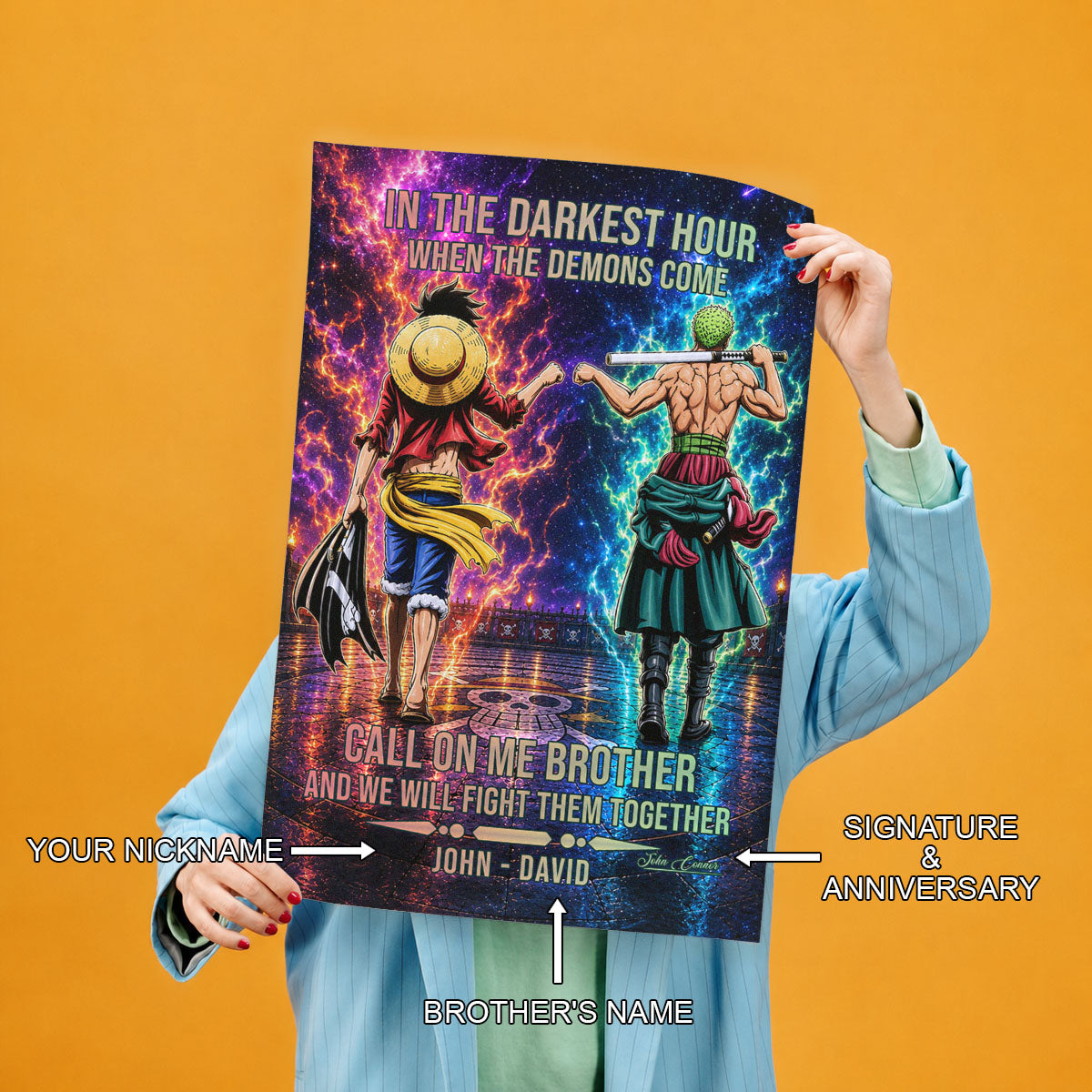 One Piece Canvas Wall Art - OP006 - Monkey D. Luffy - Roronoa Zoro - Call On Me Brother