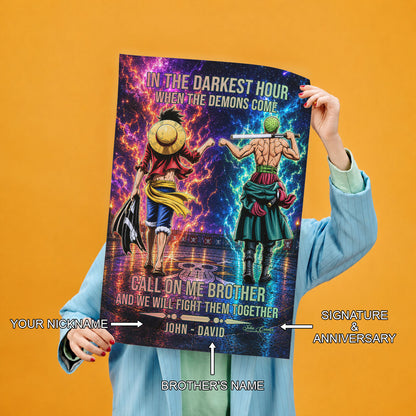 One Piece Canvas Wall Art - OP006 - Monkey D. Luffy - Roronoa Zoro - Call On Me Brother
