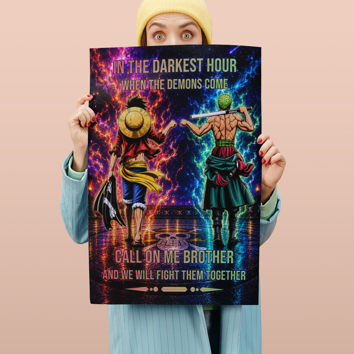 One Piece Canvas Wall Art - OP006 - Monkey D. Luffy - Roronoa Zoro - Call On Me Brother
