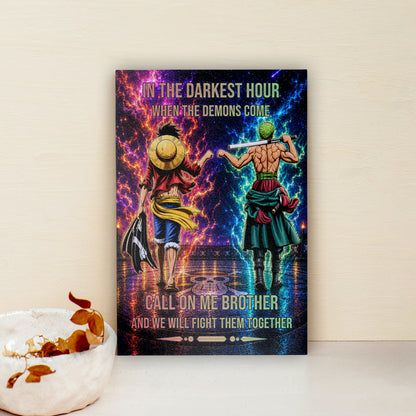 One Piece Canvas Wall Art - OP006 - Monkey D. Luffy - Roronoa Zoro - Call On Me Brother