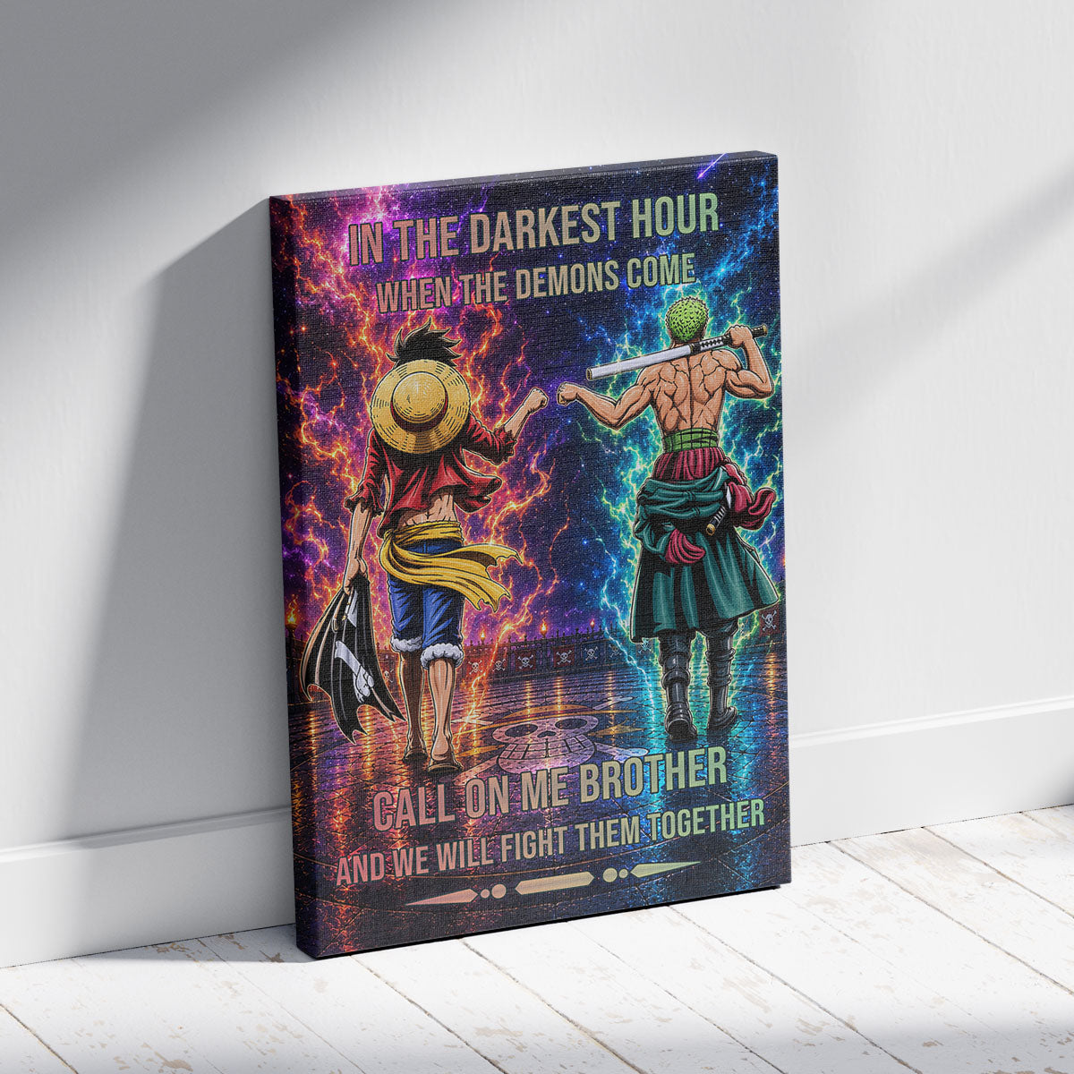 One Piece Canvas Wall Art - OP006 - Monkey D. Luffy - Roronoa Zoro - Call On Me Brother