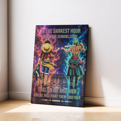 One Piece Canvas Wall Art - OP006 - Monkey D. Luffy - Roronoa Zoro - Call On Me Brother