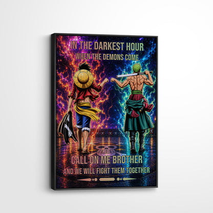 One Piece Canvas Wall Art - OP006 - Monkey D. Luffy - Roronoa Zoro - Call On Me Brother