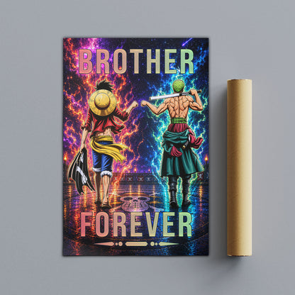 One Piece Canvas Wall Art - OP007 - Monkey D. Luffy - Roronoa Zoro - Brother Forever