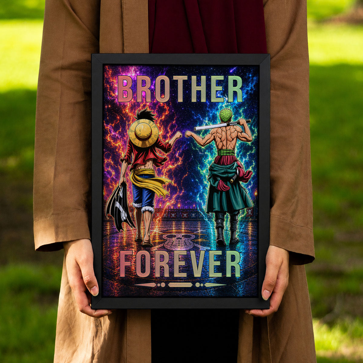 One Piece Canvas Wall Art - OP007 - Monkey D. Luffy - Roronoa Zoro - Brother Forever