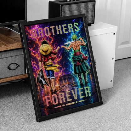 One Piece Canvas Wall Art - OP008 - Monkey D. Luffy - Roronoa Zoro - Brothers Forever