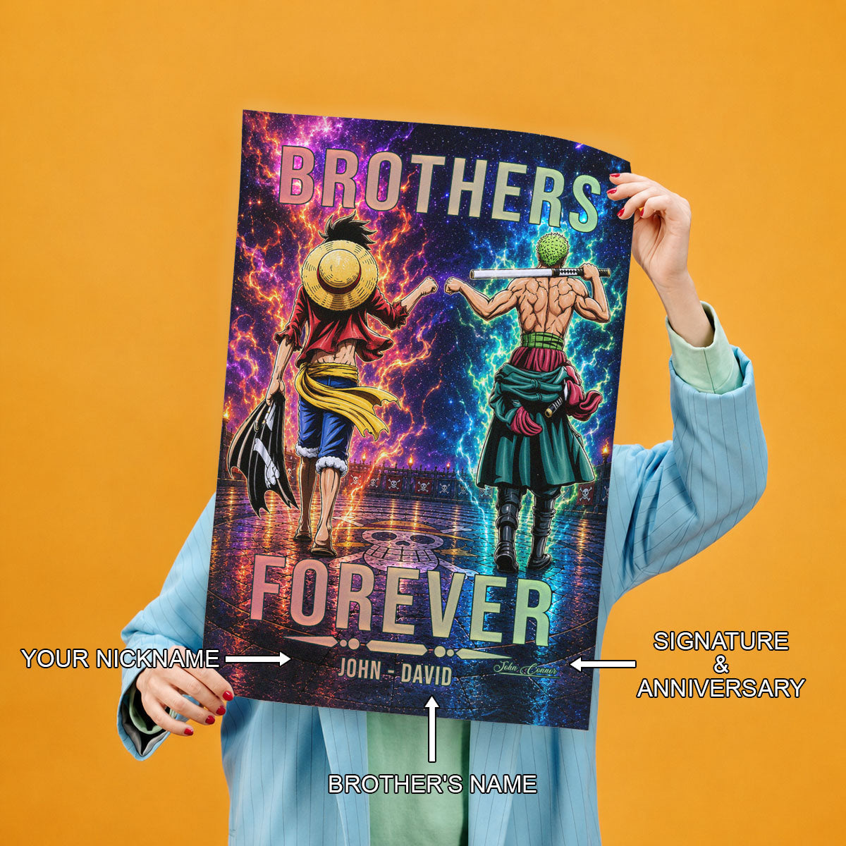 One Piece Canvas Wall Art - OP008 - Monkey D. Luffy - Roronoa Zoro - Brothers Forever