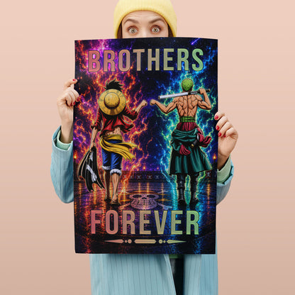 One Piece Canvas Wall Art - OP008 - Monkey D. Luffy - Roronoa Zoro - Brothers Forever