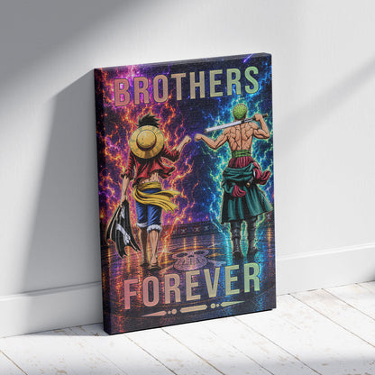 One Piece Canvas Wall Art - OP008 - Monkey D. Luffy - Roronoa Zoro - Brothers Forever