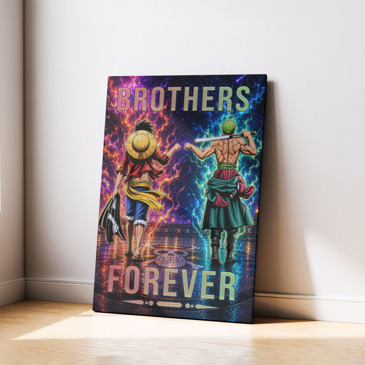 One Piece Canvas Wall Art - OP008 - Monkey D. Luffy - Roronoa Zoro - Brothers Forever