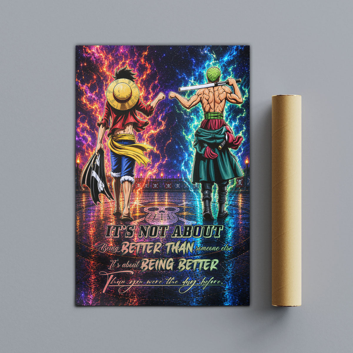 One Piece Canvas Wall Art - OP009 - Monkey D. Luffy - Roronoa Zoro - Being Better Than Yesterday