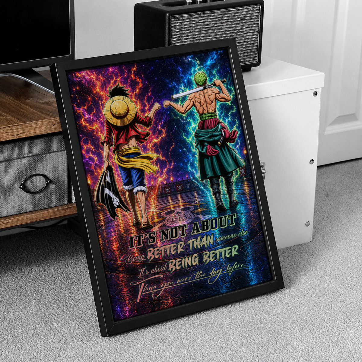 One Piece Canvas Wall Art - OP009 - Monkey D. Luffy - Roronoa Zoro - Being Better Than Yesterday