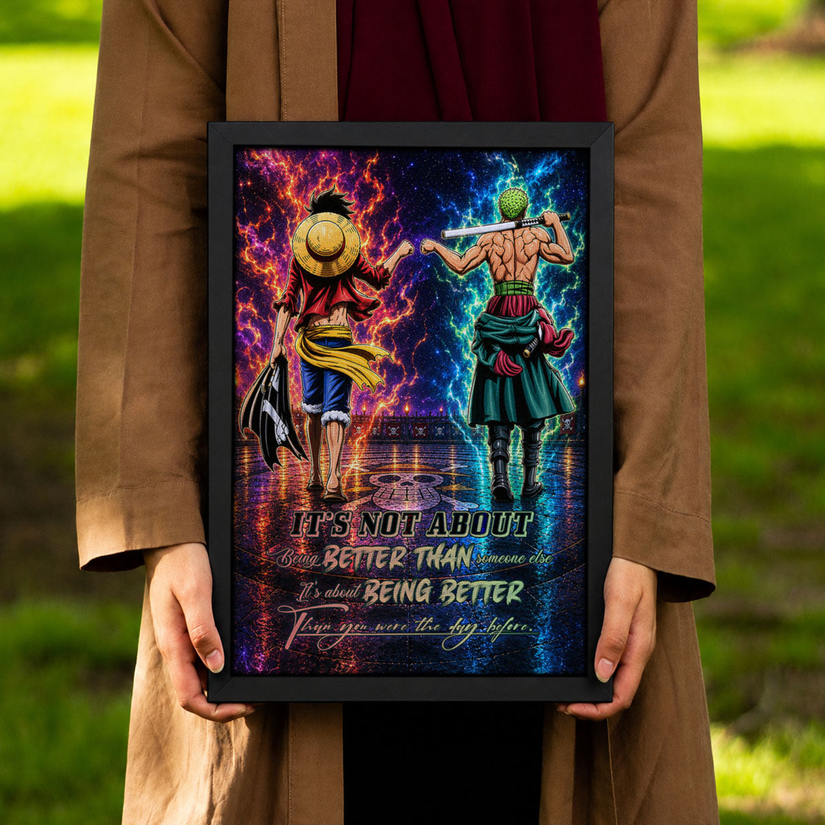 One Piece Canvas Wall Art - OP009 - Monkey D. Luffy - Roronoa Zoro - Being Better Than Yesterday