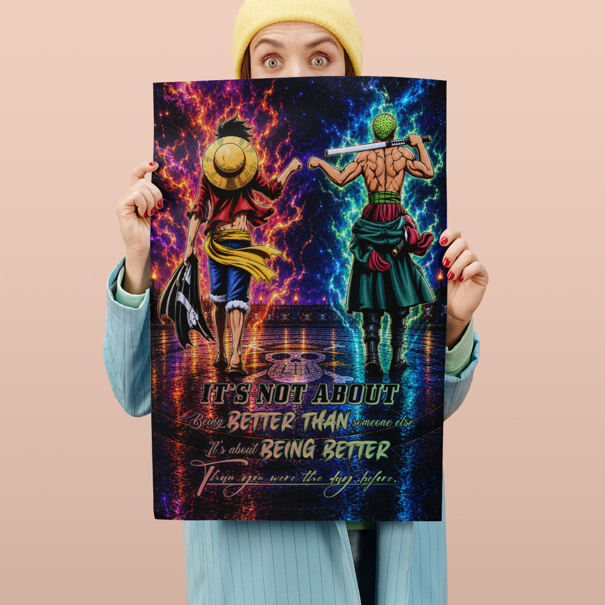 One Piece Canvas Wall Art - OP009 - Monkey D. Luffy - Roronoa Zoro - Being Better Than Yesterday