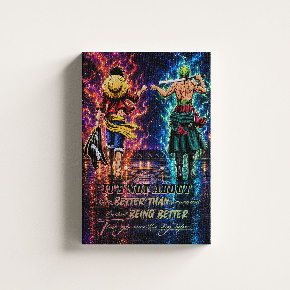 One Piece Canvas Wall Art - OP009 - Monkey D. Luffy - Roronoa Zoro - Being Better Than Yesterday