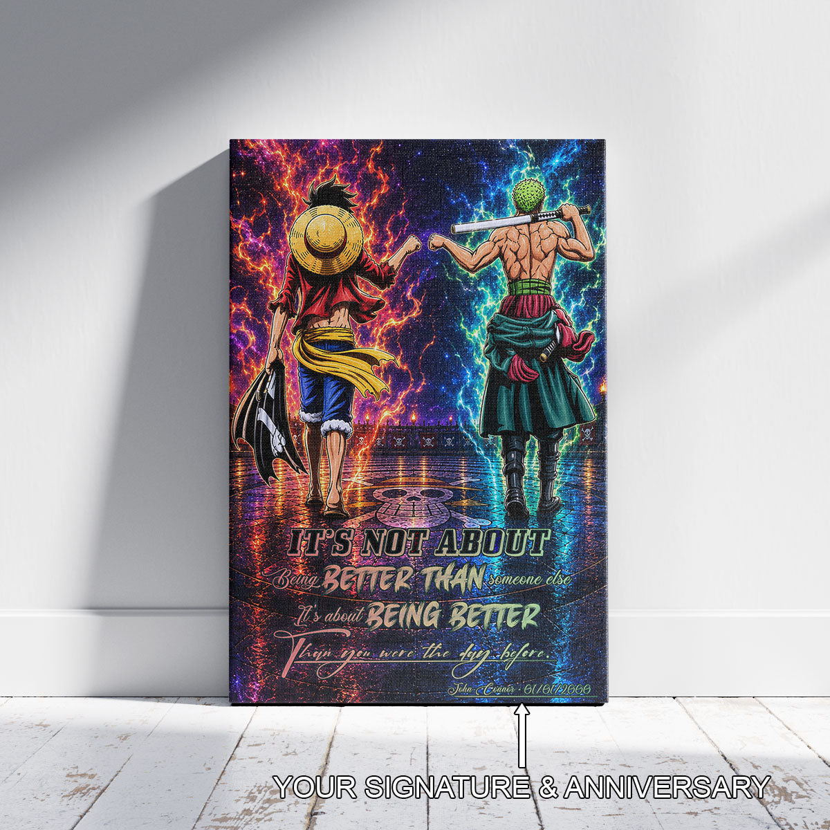 One Piece Canvas Wall Art - OP009 - Monkey D. Luffy - Roronoa Zoro - Being Better Than Yesterday