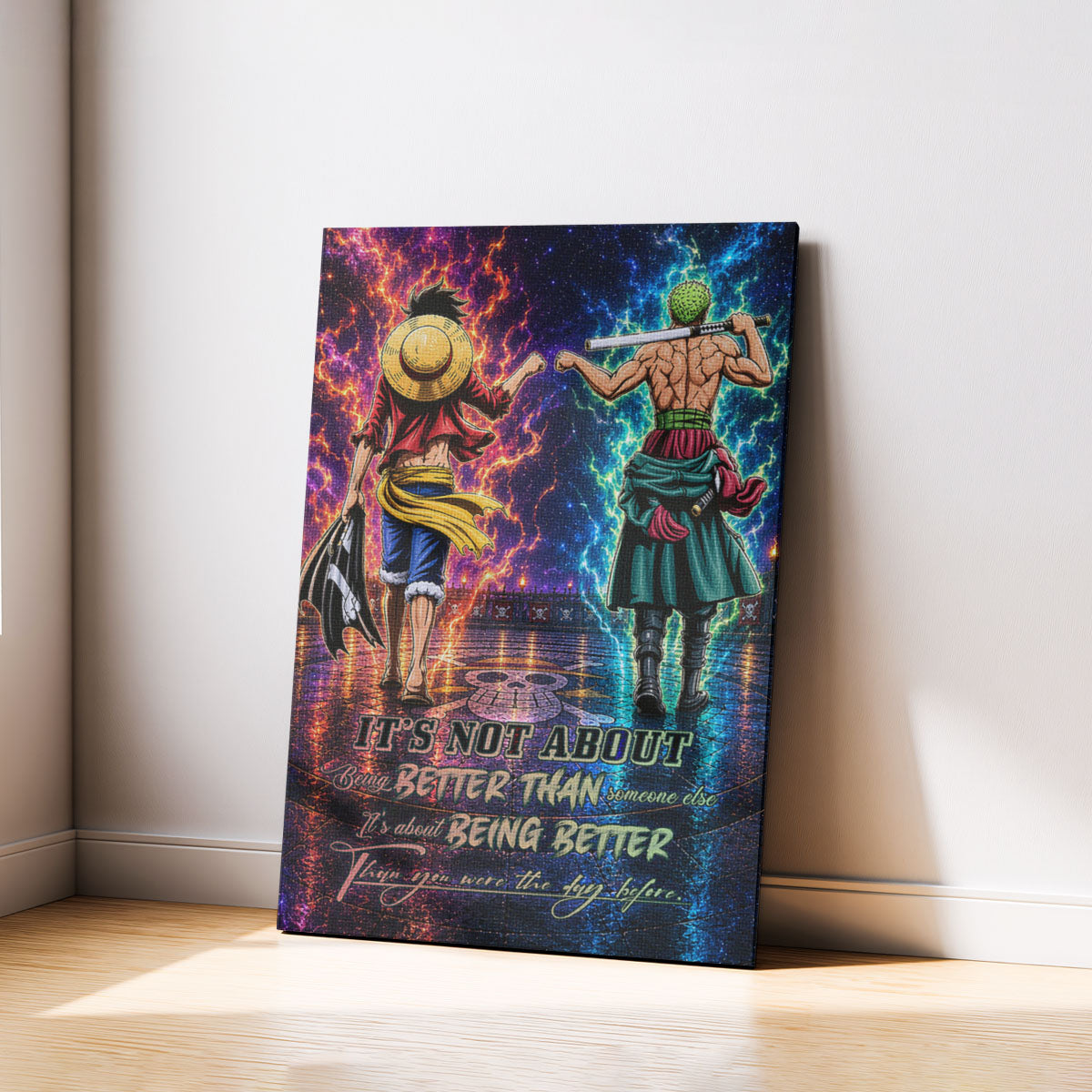One Piece Canvas Wall Art - OP009 - Monkey D. Luffy - Roronoa Zoro - Being Better Than Yesterday