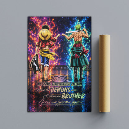 One Piece Canvas Wall Art - OP010 - Monkey D. Luffy - Roronoa Zoro - Call On Me Brother