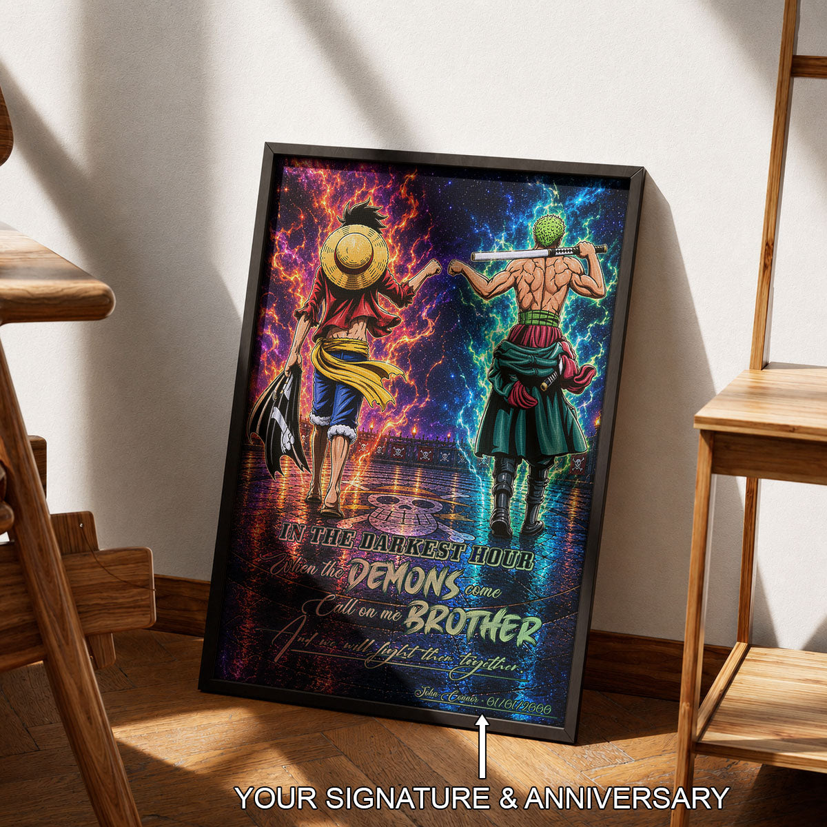 One Piece Canvas Wall Art - OP010 - Monkey D. Luffy - Roronoa Zoro - Call On Me Brother