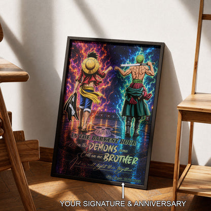 One Piece Canvas Wall Art - OP010 - Monkey D. Luffy - Roronoa Zoro - Call On Me Brother