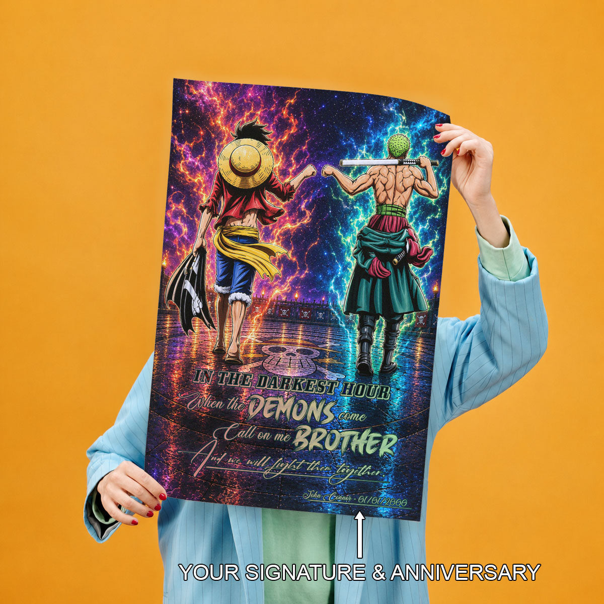 One Piece Canvas Wall Art - OP010 - Monkey D. Luffy - Roronoa Zoro - Call On Me Brother