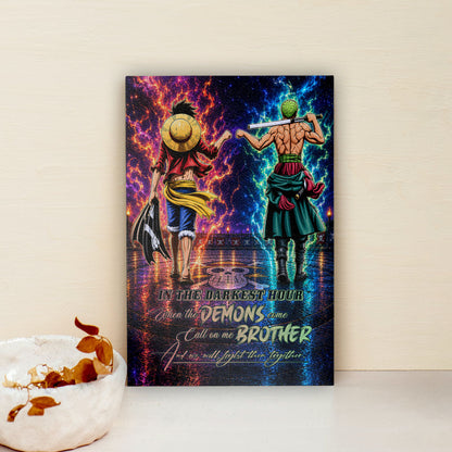 One Piece Canvas Wall Art - OP010 - Monkey D. Luffy - Roronoa Zoro - Call On Me Brother