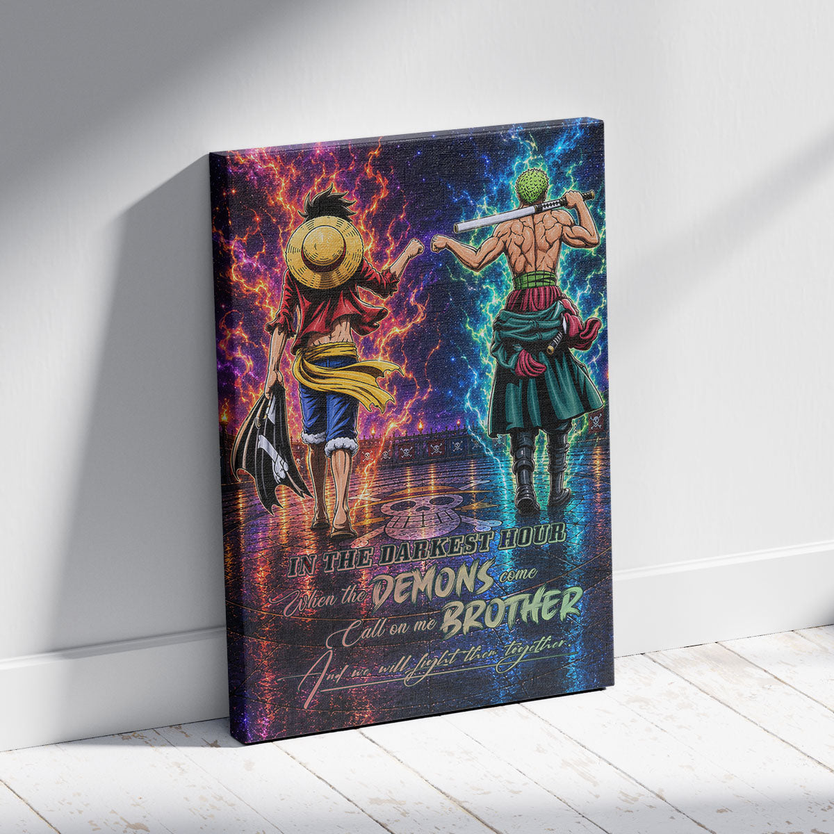 One Piece Canvas Wall Art - OP010 - Monkey D. Luffy - Roronoa Zoro - Call On Me Brother