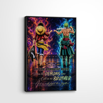 One Piece Canvas Wall Art - OP010 - Monkey D. Luffy - Roronoa Zoro - Call On Me Brother