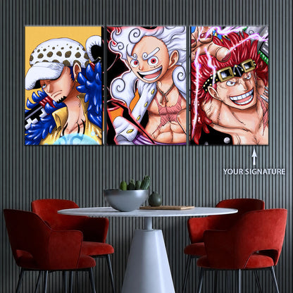One Piece Wano Trio Canvas Wall Art - OP5008 - Luffy Gear Fifth - Trafalgar Law - Eustass Kid