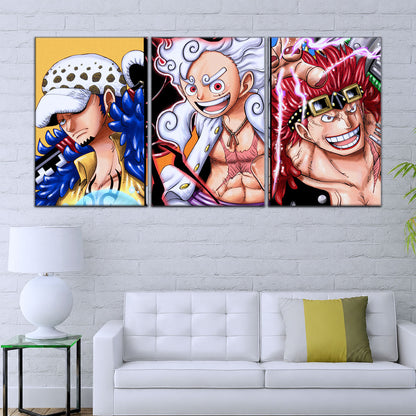 One Piece Wano Trio Canvas Wall Art - OP5008 - Luffy Gear Fifth - Trafalgar Law - Eustass Kid