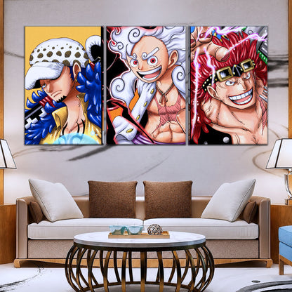 One Piece Wano Trio Canvas Wall Art - OP5008 - Luffy Gear Fifth - Trafalgar Law - Eustass Kid