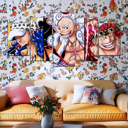 One Piece Wano Trio Canvas Wall Art - OP5008 - Luffy Gear Fifth - Trafalgar Law - Eustass Kid