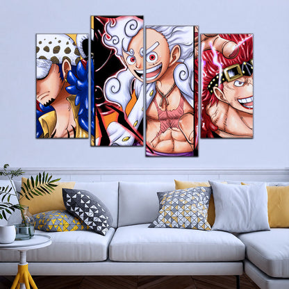 One Piece Wano Trio Canvas Wall Art - OP5008 - Luffy Gear Fifth - Trafalgar Law - Eustass Kid